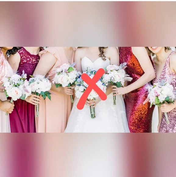 Bridal Decor, Wedding Bouquets - 5 Bridesmaids Bouquets, 3 Boutonnieres - Picture 4 of 6